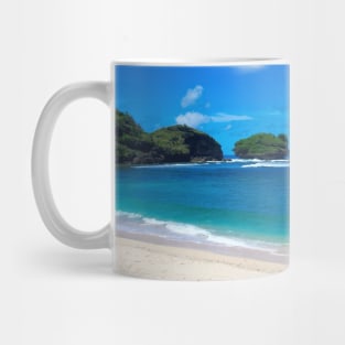 Watu Karung lagoon sand beach with rock islands Mug